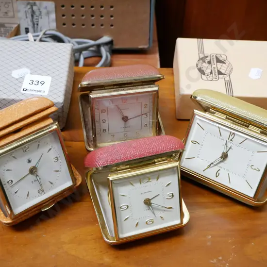 3 x vintage travel alarm clocks