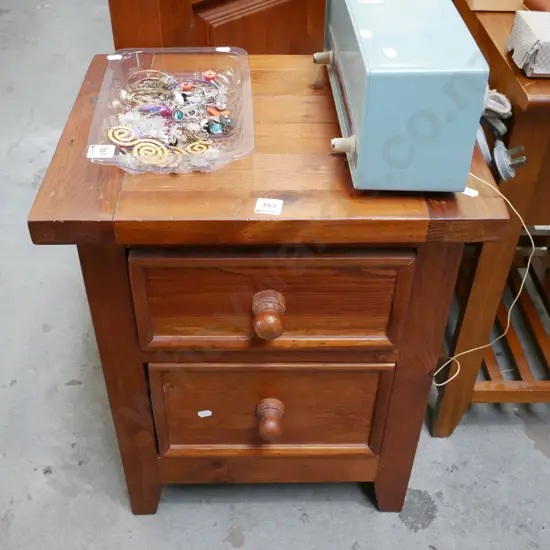 pine 2 drawer bedside cabinet