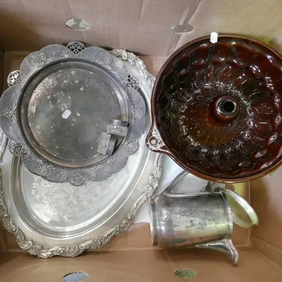 box; ceramic steam bowl, plated trays etc