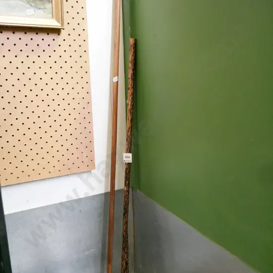 wooden walking cane & long shoe horn