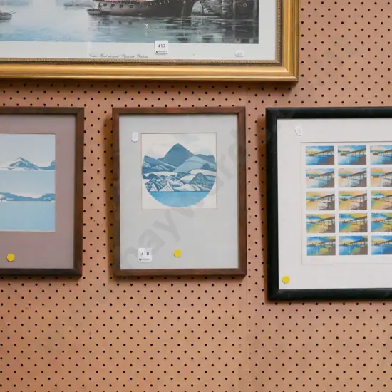 2 x small framed Robin White digital prints -  foxing, framed ltd edition print -yellow dots