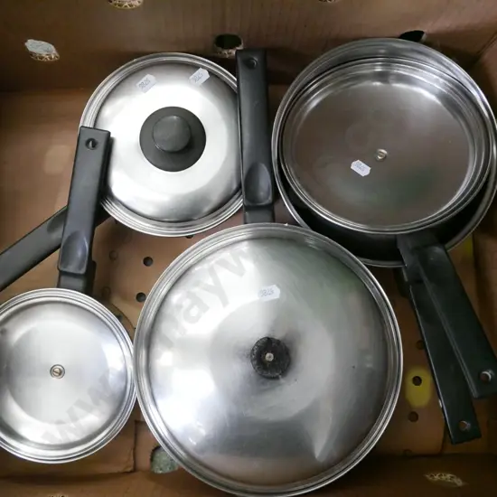box of stainless steel pots