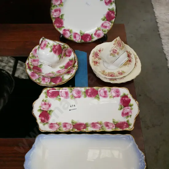 Royal Albert Old English rose trio, plate,  other items