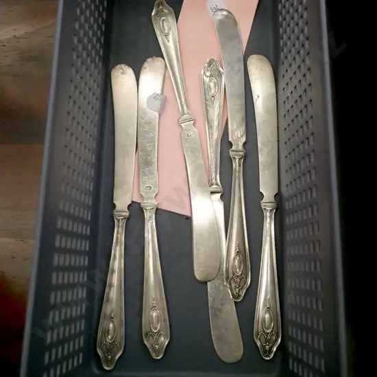 box; 6x sterling silver? butter knives