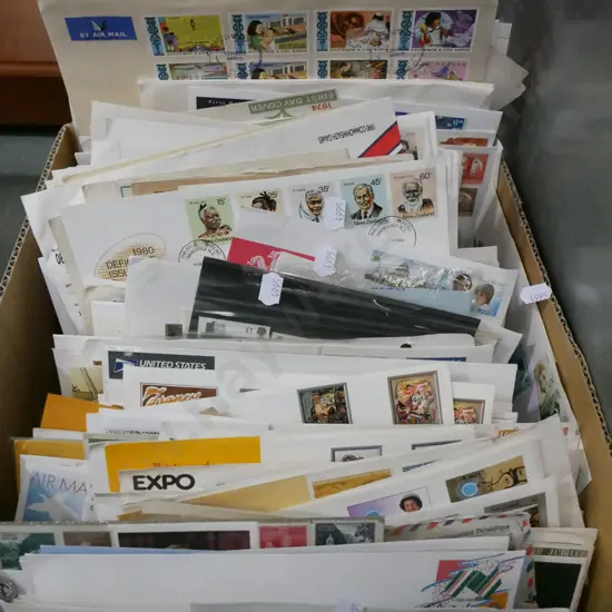 box of first day covers