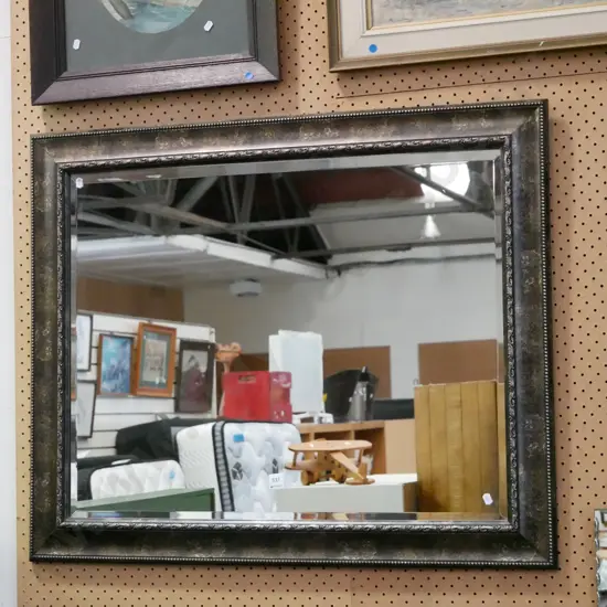 framed bevelled edge wall mirror H-750 W-920 D-