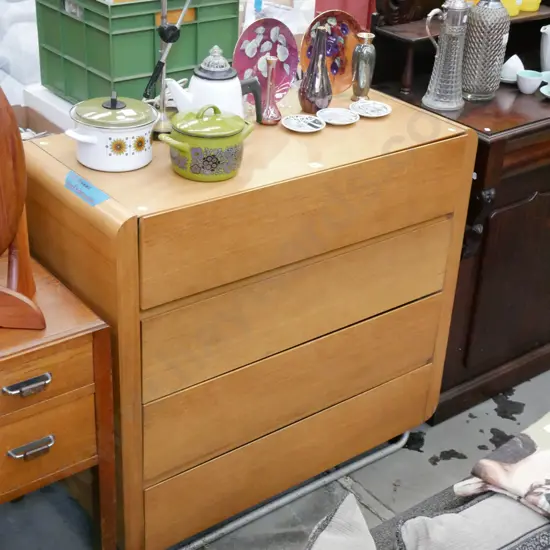 modern oak 4 drawer chest H-940 W-1000 D-450