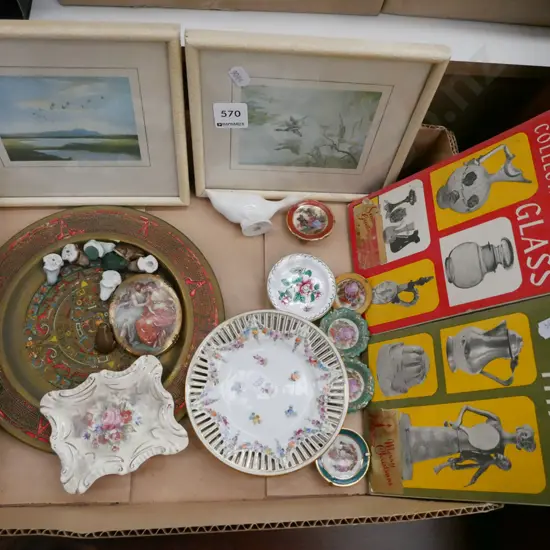 box; small prints, reference books etc