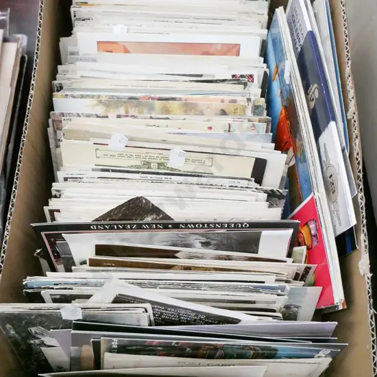 box of vintage postcards