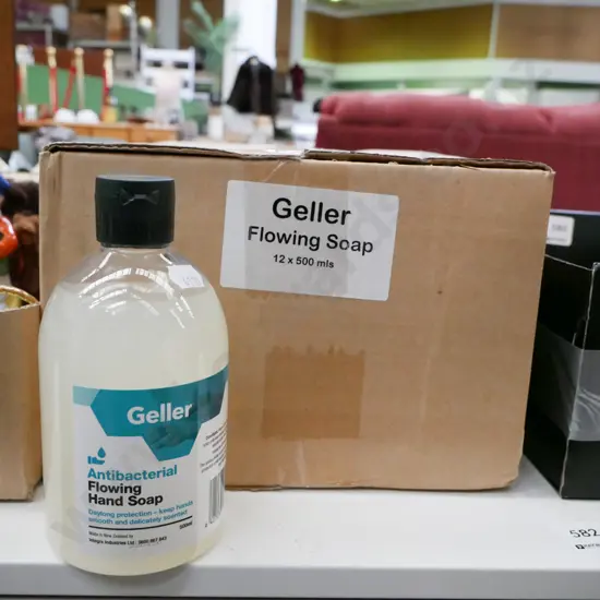 box; Geller antibacterial hand soap