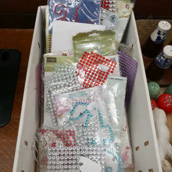 iron-on and self adhesive glitter, jewels etc