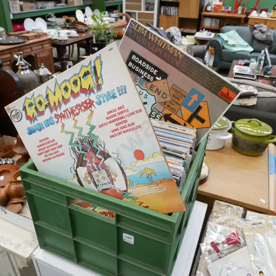 box of country and western LPs