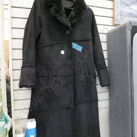 ladies black faux fur coat