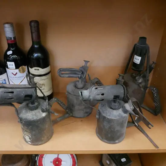 4x vintage brass blow torches