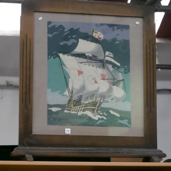 galleon needleowork centred firescreen