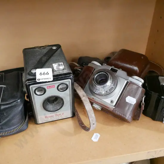 boxed Brownie, 35mm film camera etc