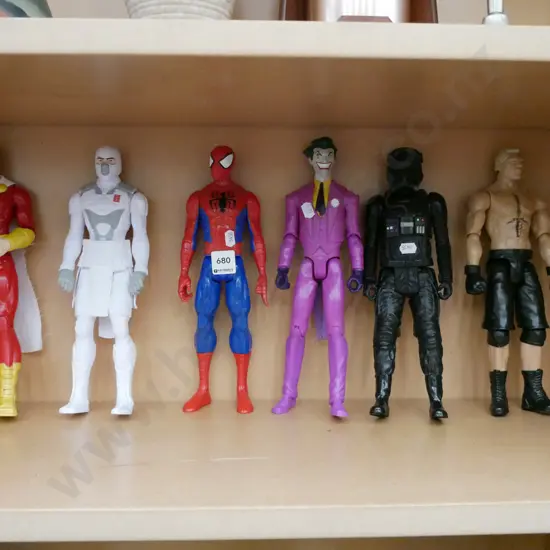 shelf of action figurines