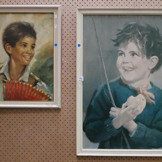 2x framed prints - boys - blue dots