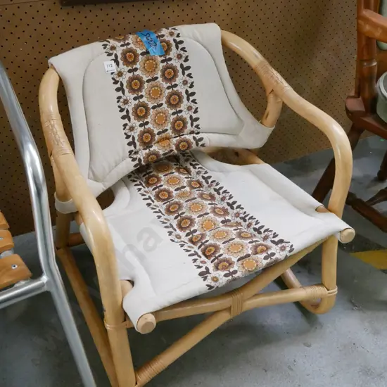 bamboo, cane and upholstered bedroom chair