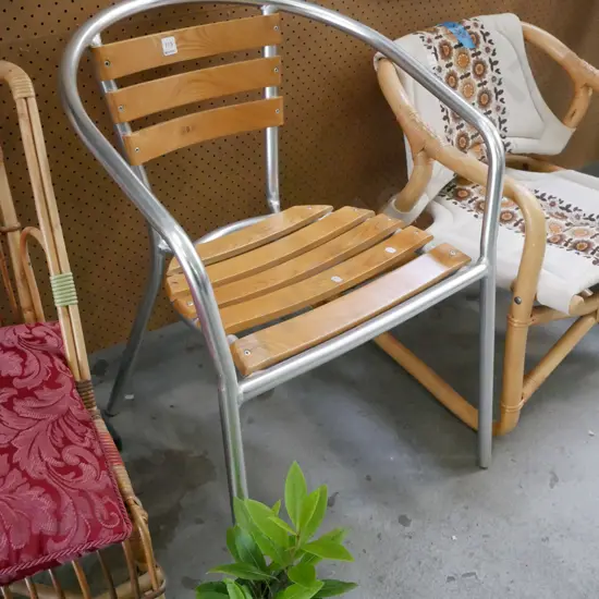 alloy and wood patio chair