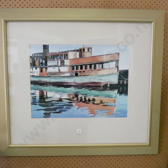 framed print - old steamer at wharf