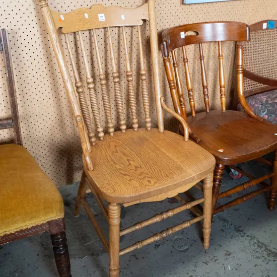 oak spindle-back chair