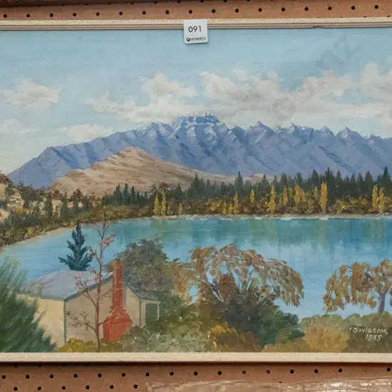 framed oil - Queenstown Bay - some warping