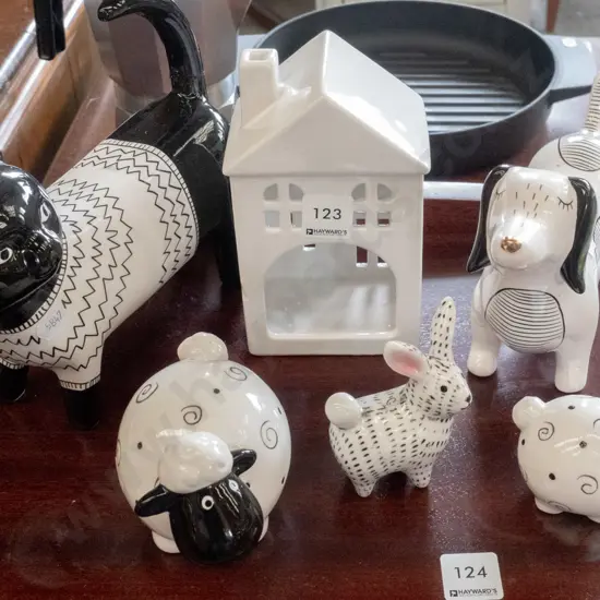 animal ornaments and a tea light lantern