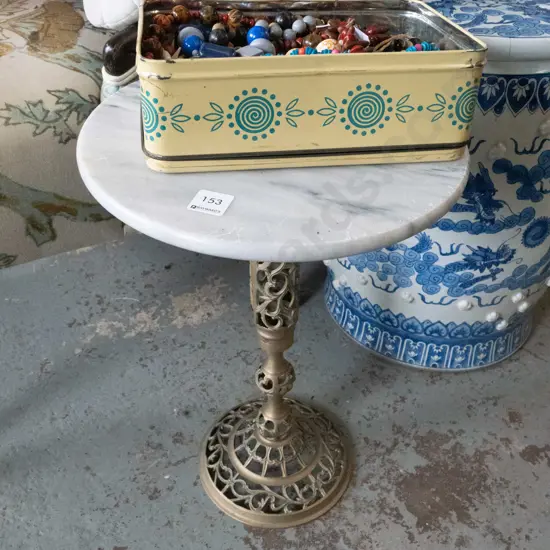 brass based marble top wine table H-430