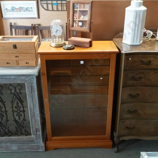 solid rimu single door display cabinet with lock - key in office H-1100 W-700 D-300