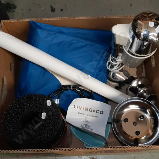 box of gutter guard, milkshake maker, chocolate fountain, etc.