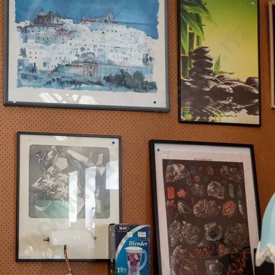 4 framed prints - blue dots