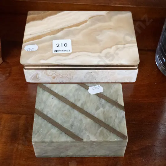 2 alabaster trinket boxes