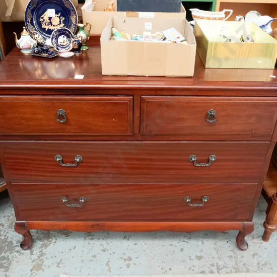 mahogany cab-leg 4 drawer lowboy H-740 W-910 D-420