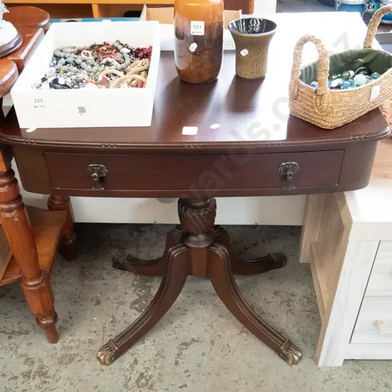 reproduction mahogany pedestal hall table with drawer H-660 W-700 D-400