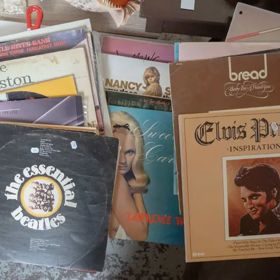 LP records - Beatles, Chris De Burgh, Little River Band, etc.