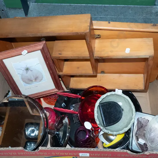 box; tray, shelves, photo frames, mirror etc