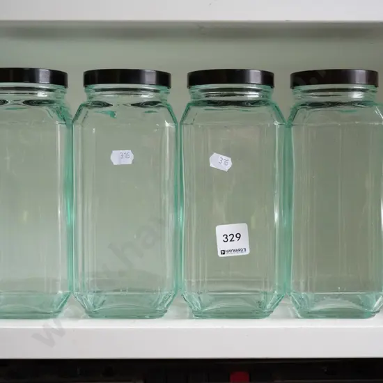 4x deco glass storage canisters