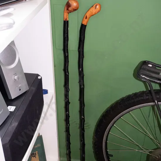 2x wooden walking sticks