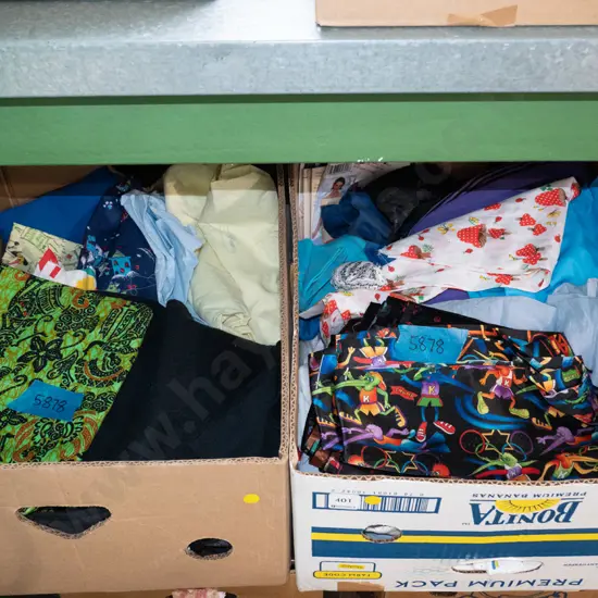 2x boxes of fabric pieces - yellow dots