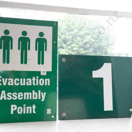 evacuation meeting spot sign, 1 sign
