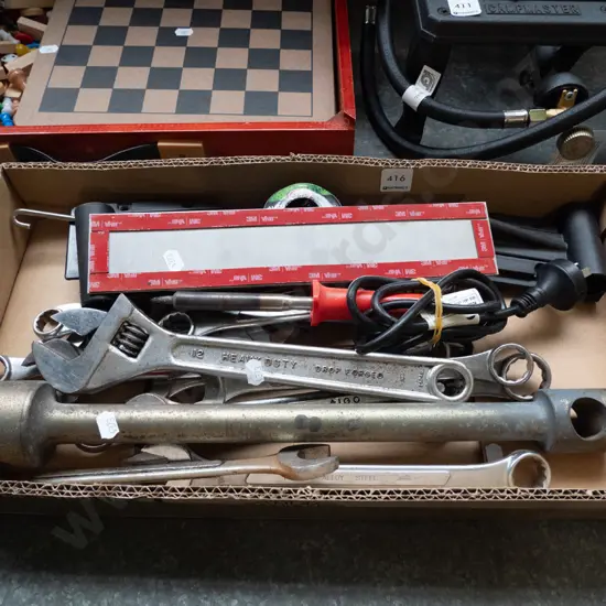 box; crescent, spanners, soldering iron etc
