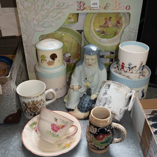 child's boxed dinner set, coffee cups etc