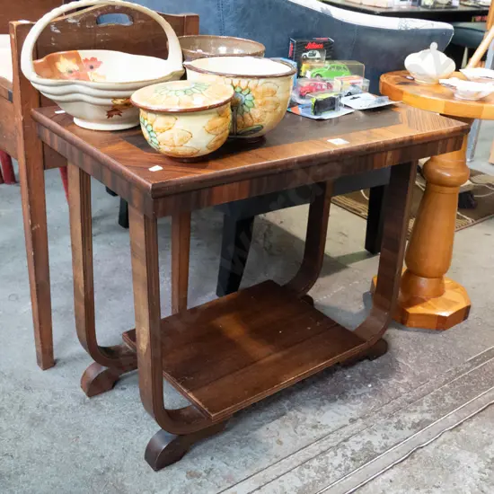 deco mixed timber veneer bentwood end table H-530 W-620 D-400