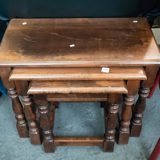 nest of 3 solid wood tables