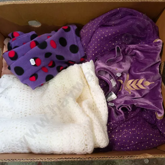 box; various clothes