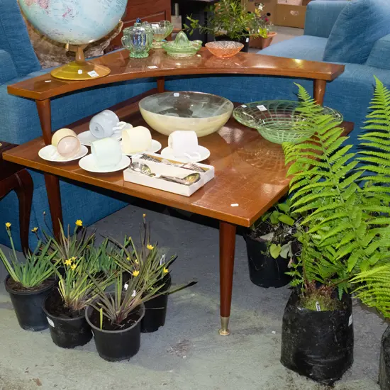 mid-century 2 tier corner table H-600 W-760 D-760