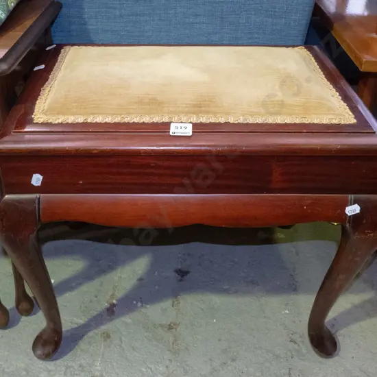 mahogany upholstered stool