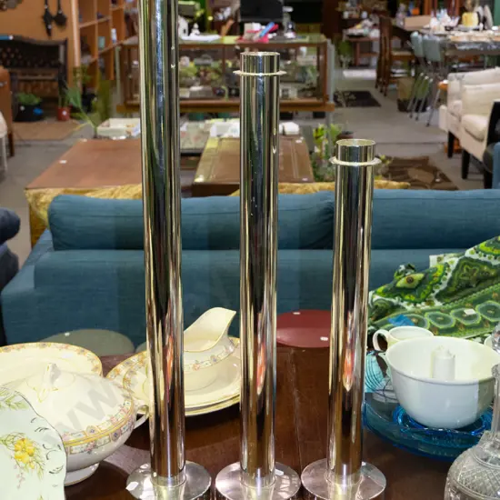 3x graduated plated candlesticks H-660