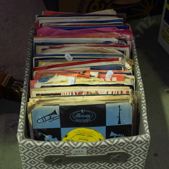 fabric box and 45s